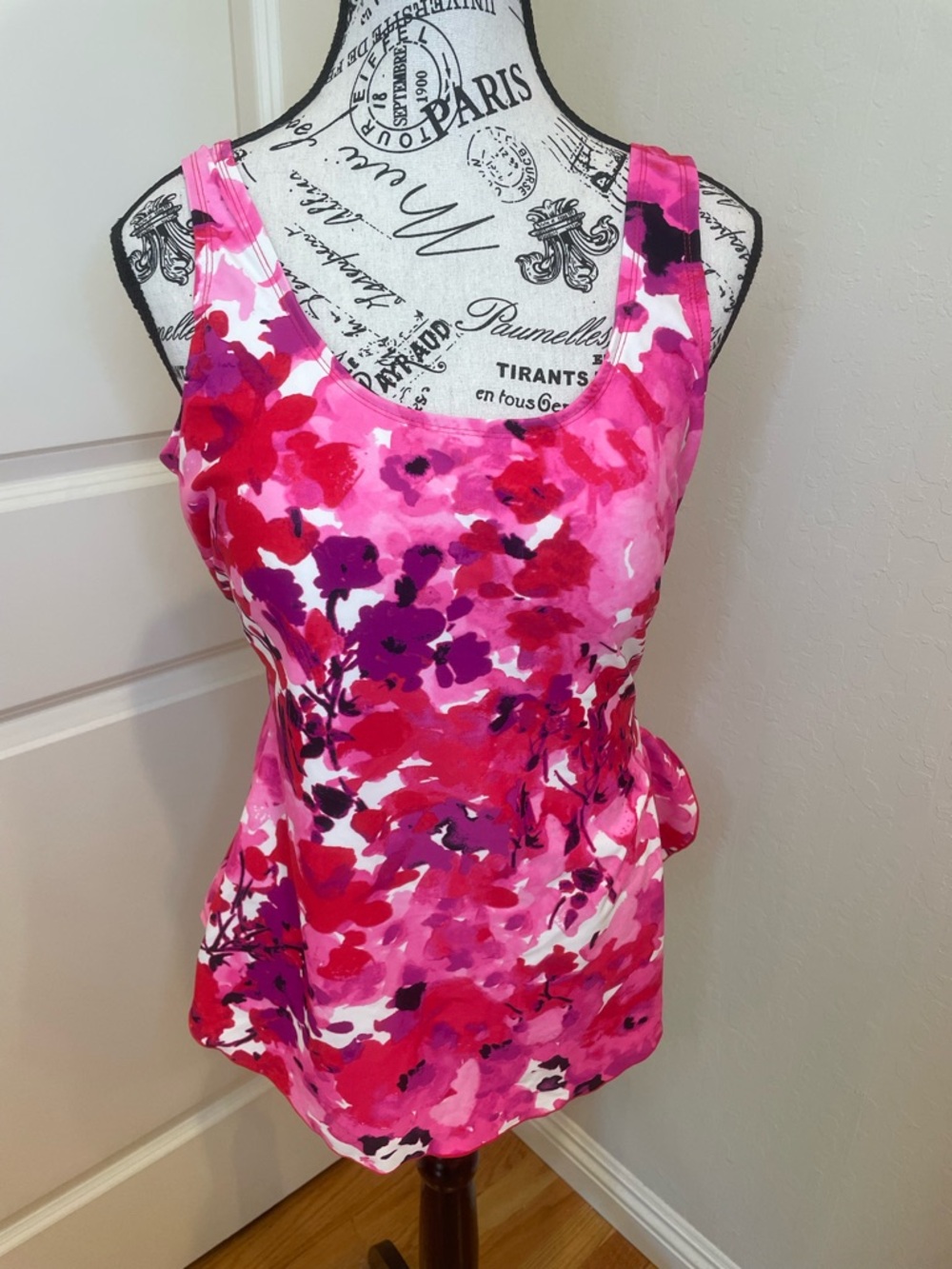 Shore Shapes Size 14 One Piece Swimsuit Pink with Faux Wrap Looking Skirt